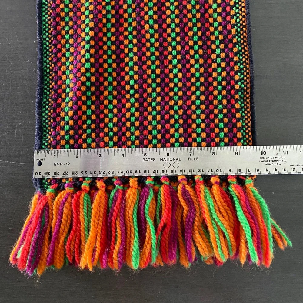 Vintage Carson Pirie Scott Merino Wool Scarf West Germany Multi Color Woven 46in